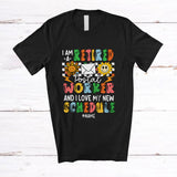 MacnyStore - Personalized Custom Name Retired Postal Worker Love New Schedule; Joyful Mother's Day Retirement T-Shirt