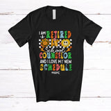 MacnyStore - Personalized Custom Name Retired School Counselor New Schedule; Joyful Mother's Day Retirement T-Shirt