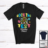 MacnyStore - Personalized Custom Name Rock The Test, Humorous Testing Day T-Rex Dinosaur, Teacher Group T-Shirt