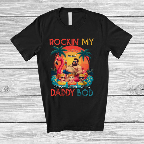 MacnyStore - Personalized Custom Name Rockin' My Daddy Bod; Joyful Father's Day Daughters Swimming T-Shirt