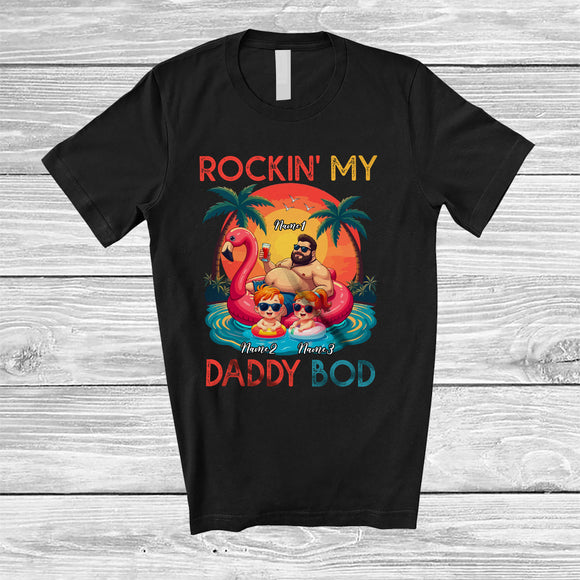 MacnyStore - Personalized Custom Name Rockin' My Daddy Bod; Joyful Father's Day Son Daughter Swimming T-Shirt
