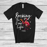 MacnyStore - Personalized Custom Name Rocking the G-ma Life; Joyful Flamingo G-String Rock Bass Guitar T-Shirt