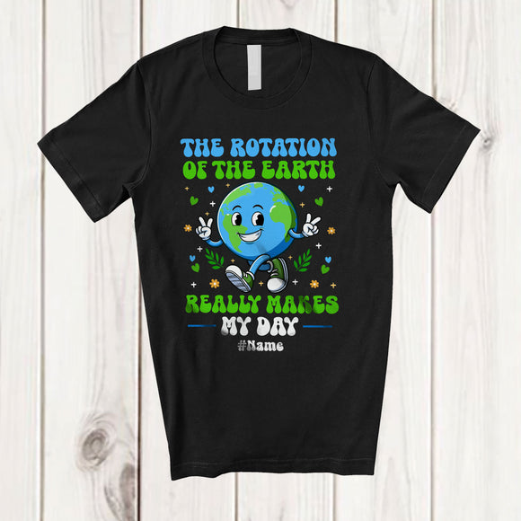 MacnyStore - Personalized Custom Name Rotation Of The Earth Makes My Day; Adorable Earth Day Groovy T-Shirt