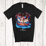 MacnyStore - Personalized Custom Name Samoyed Drinking On Float Beach; Joyful 4th Of July Patriotic T-Shirt