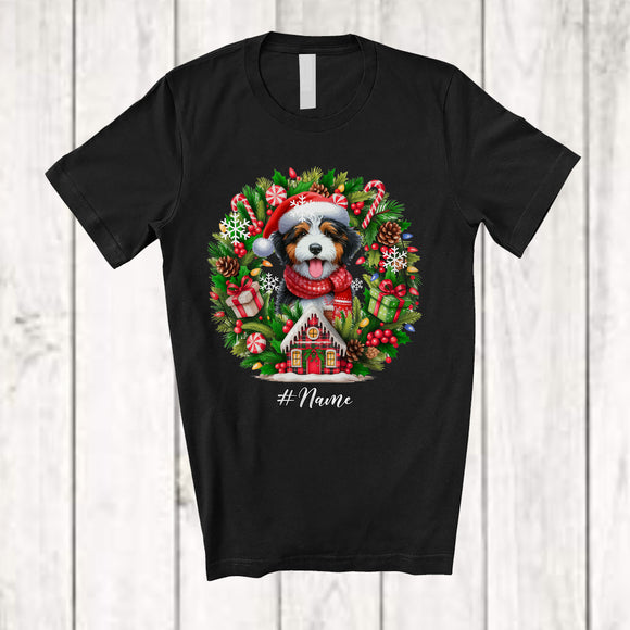 MacnyStore - Personalized Custom Name Santa Bernedoodles; Lovely Christmas Mistletoe Pajama Family Group T-Shirt