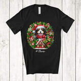 MacnyStore - Personalized Custom Name Santa Bernedoodles; Lovely Christmas Mistletoe Pajama Family Group T-Shirt