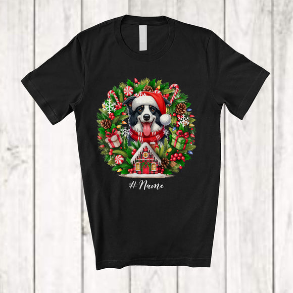 MacnyStore - Personalized Custom Name Santa Border Collie; Lovely Christmas Mistletoe Pajama Family Group T-Shirt