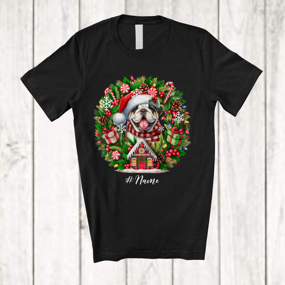 MacnyStore - Personalized Custom Name Santa Bulldog; Lovely Christmas Mistletoe Pajama Family Group T-Shirt