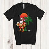 MacnyStore - Personalized Custom Name Santa Drinking Beer; Humorous Christmas In July Summer Drunker T-Shirt