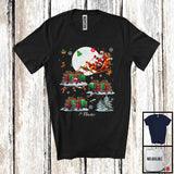 MacnyStore - Personalized Custom Name Santa Driving Reindeer Truck Sleigh; Merry Christmas Moon; Snow T-Shirt