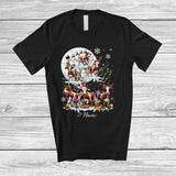 MacnyStore - Personalized Custom Name Santa Elf Cow On Christmas Tree; Joyful Moon Animal; Farmer Family T-Shirt