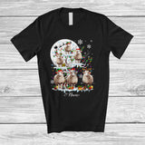 MacnyStore - Personalized Custom Name Santa Elf Sheep On Christmas Tree; Joyful Moon Animal; Farmer Family T-Shirt