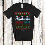MacnyStore - Personalized Custom Name Santa Jaws; Amazing Christmas Sweater Three Santa Sharks; Family T-Shirt