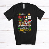 MacnyStore - Personalized Custom Name Santa Just Bring Whiskey; Joyful Christmas Drinking Three Whiskey Glasses T-Shirt