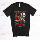 MacnyStore - Personalized Custom Name Santa Just Bring Wine; Joyful Christmas Drinking Three Wine Glasses T-Shirt