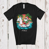 MacnyStore - Personalized Custom Name Santa On Unicorn Float; Joyful Christmas In July Relax Hawaii Beach T-Shirt