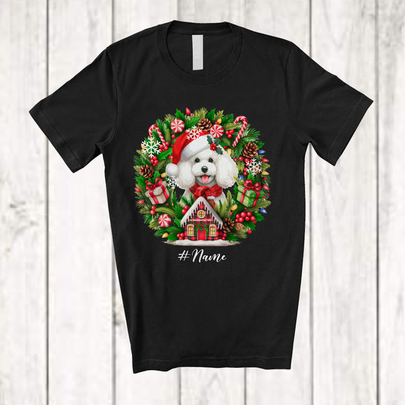 MacnyStore - Personalized Custom Name Santa Poodle; Lovely Christmas Mistletoe Pajama Family Group T-Shirt