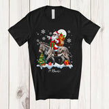 MacnyStore - Personalized Custom Name Santa Riding A Donkey; Amazing Christmas Snow Donkey Farm Farmer T-Shirt