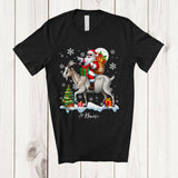 MacnyStore - Personalized Custom Name Santa Riding A Goat; Amazing Christmas Snowing Goat Farm Farmer T-Shirt