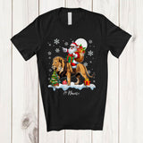MacnyStore - Personalized Custom Name Santa Riding A Lion; Amazing Christmas Snowing Lion Wild Animal T-Shirt