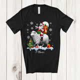 MacnyStore - Personalized Custom Name Santa Riding A Sheep; Amazing Christmas Snowing Sheep Farm Farmer T-Shirt