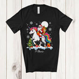 MacnyStore - Personalized Custom Name Santa Riding A Unicorn; Amazing Christmas Snowing Unicorn Lover T-Shirt