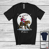 MacnyStore - Personalized Custom Name Santa Riding Leopard, Merry Christmas Moon Snow Leopard, X-mas T-Shirt