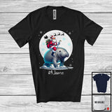 MacnyStore - Personalized Custom Name Santa Riding Manatee, Merry Christmas Moon Snow Manatee, X-mas T-Shirt