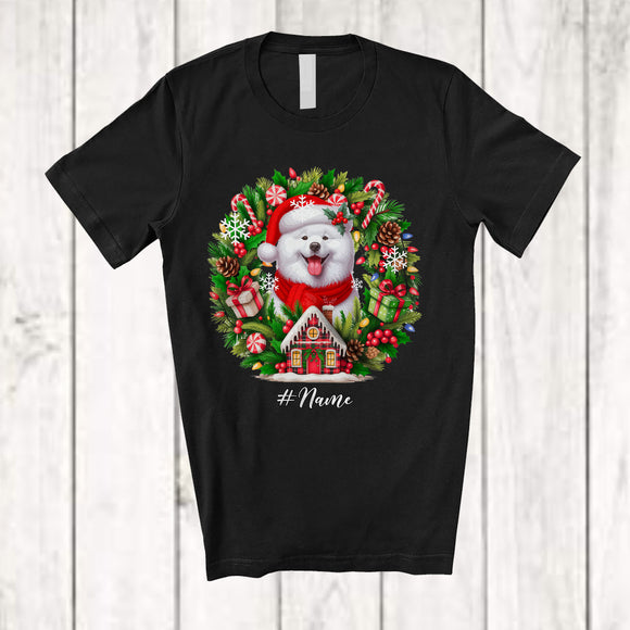 MacnyStore - Personalized Custom Name Santa Samoyed; Lovely Christmas Mistletoe Pajama Family Group T-Shirt