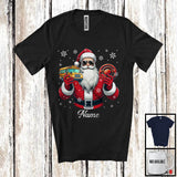 MacnyStore - Personalized Custom Name School Bus Driver Santa, Joyful Christmas Santa Snowing, Careers Group T-Shirt