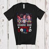 MacnyStore - Personalized Custom Name School Bus Driver Squad; Adorable 4th Of July Three Patriotic Gnomes T-Shirt