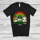 MacnyStore - Personalized Custom Name School Bus Driver Squad; Joyful St. Patrick's Day Three Gnomes; Rainbow T-Shirt