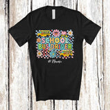 MacnyStore - Personalized Custom Name School Bus Driver; Lovely Back To School Flowers Coquette Family T-Shirt