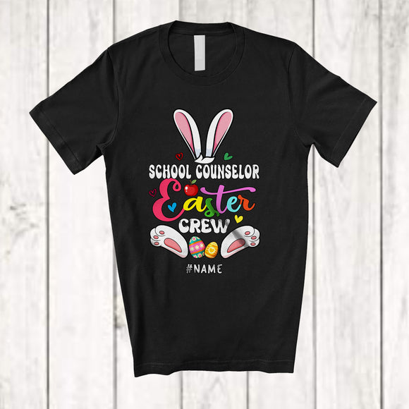 MacnyStore - Personalized Custom Name School Counselor Easter Crew; Adorable Easter Bunny Ears; Family T-Shirt