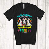 MacnyStore - Personalized Custom Name School Counselor Of The Most Awesome Bunnies; Lovely Easter 3 Bunnies T-Shirt