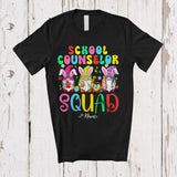 MacnyStore - Personalized Custom Name School Counselor Squad; Awesome Easter Three Bunny Gnomes; Egg Hunting T-Shirt
