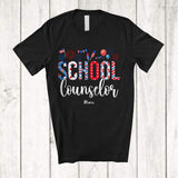 MacnyStore - Personalized Custom Name School Counselor; Amazing 4th Of July US Flag Patriotic; Jobs Proud T-Shirt
