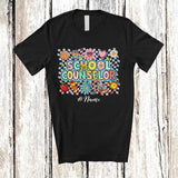 MacnyStore - Personalized Custom Name School Counselor; Lovely Back To School Flowers Coquette Family T-Shirt