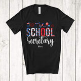 MacnyStore - Personalized Custom Name School Secretary; Amazing 4th Of July US Flag Patriotic; Jobs Proud T-Shirt