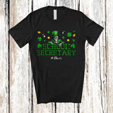MacnyStore - Personalized Custom Name School Secretary; Fantastic St. Patrick's Day Leprechaun Skeleton T-Shirt