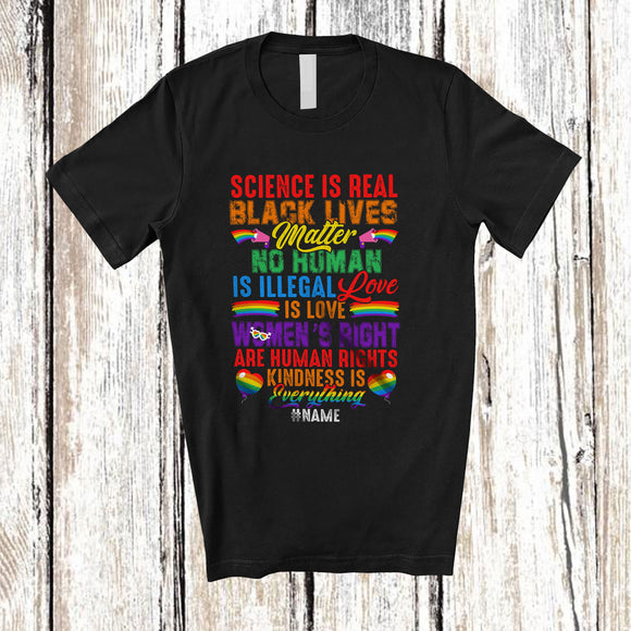 MacnyStore - Personalized Custom Name Science Is Real Black Lives Matter; Joyful LGBTQ Pride Rainbow Vintage T-Shirt