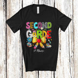 MacnyStore - Personalized Custom Name Second Grade; Lovely Back To School Teacher Leopard Coquette Pencil Bow T-Shirt