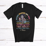 MacnyStore - Personalized Custom Name Second Graders Cute But Coffee; Joyful Skeleton Women Coffee Teacher T-Shirt