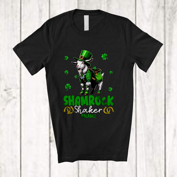 MacnyStore - Personalized Custom Name Shamrock Shaker; Humorous St. Patrick's Day Leprechaun Goat; Farmer T-Shirt