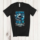 MacnyStore - Personalized Custom Name Shark Week Lover 2025; Joyful Summer Vacation Ocean Beach; Family T-Shirt