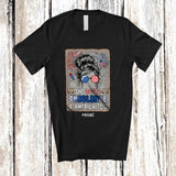 MacnyStore - Personalized Custom Name She Loves Ambulance And America; Proud 4th Of July Messy Bun Hair T-Shirt