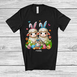 MacnyStore - Personalized Custom Name Sheep Couple; Lovely Easter Bunny Sheep Farm Farmer; Family Group T-Shirt