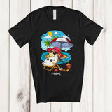 MacnyStore - Personalized Custom Name Sheep On Beach; Lovely Summer Vacation Palm Tree; Hawaiian Family T-Shirt