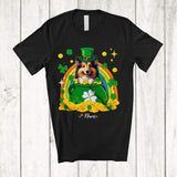 MacnyStore - Personalized Custom Name Shelties Leprechaun In Pot Of Gold; Lovely St. Patrick's Day Rainbow T-Shirt
