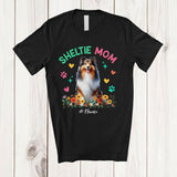 MacnyStore - Personalized Custom Name Shelties Mom; Amusing Mother's Day Flowers Paws; Family T-Shirt